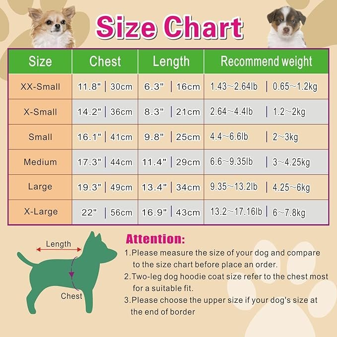 chart Hoodie for Dogs